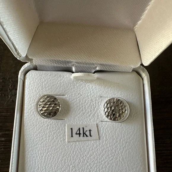 White Gold stud earrings - -14Kt - Picture 3 of 3